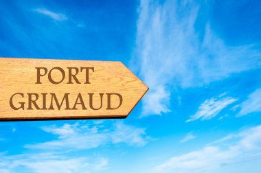 Ahşap ok işareti işaret hedef Port Grimaud, Fransa