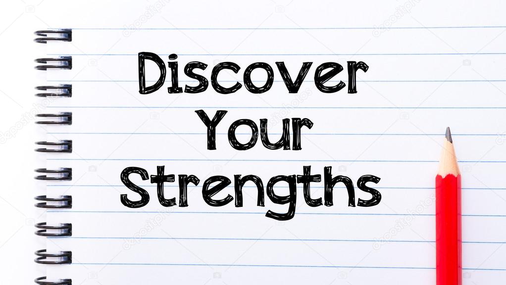 Discover your Strengths Text written on notebook page