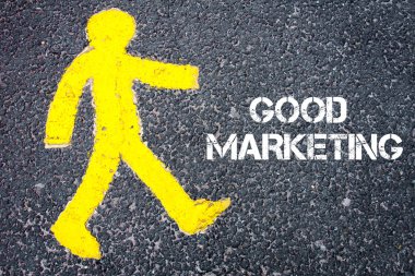 İyi pazarlama doğru yürürken sarı yaya şekil
