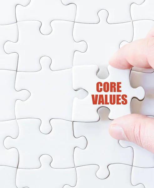 Missing jigsaw puzzle piece with words  CORE VALUES — Stock Photo, Image