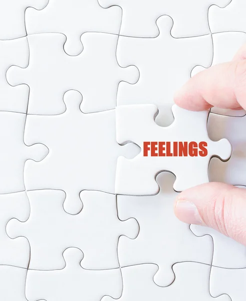 Last puzzle piece with word FEELINGS — Stock Photo, Image