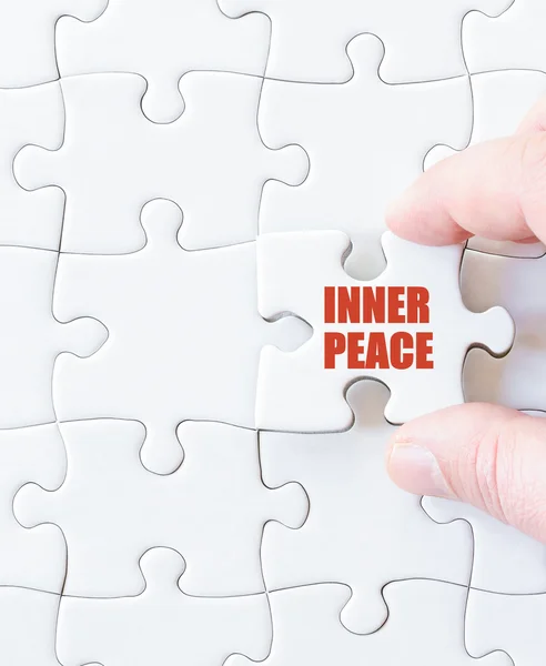 Last puzzle piece with words  INNER PEACE — Stock Photo, Image