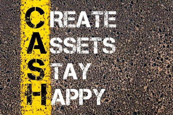 Business Acronym CASH ในฐานะ CREATE ASSETS STAY HAPPY — ภาพถ่ายสต็อก