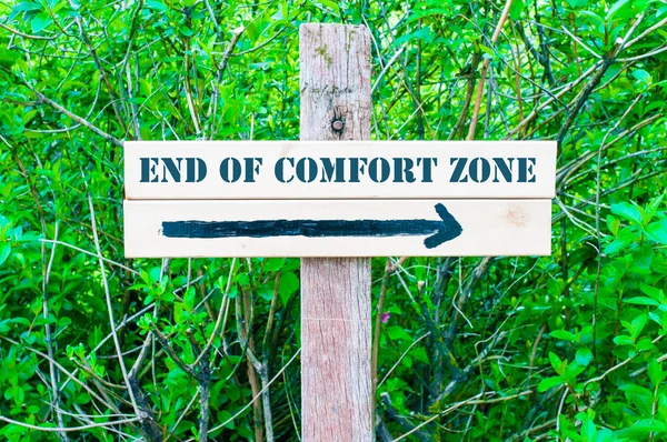 END OF COMFORT ZONE Directional sign — Stock Photo, Image