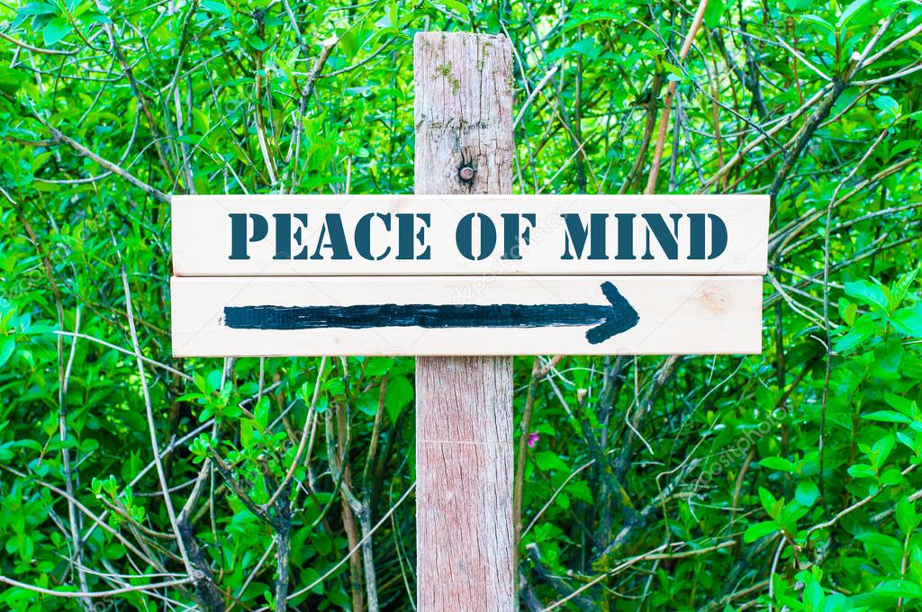 PEACE OF MIND Directional sign