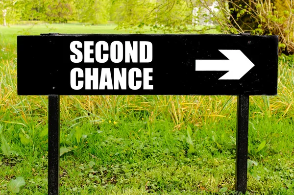 SECOND CHANCE written on directional black metal sign — Stock Photo, Image