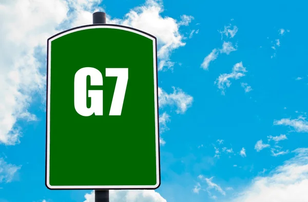 G7 SUMMIT written on green road sign — Stock Photo, Image