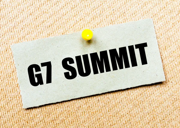 Poznámka: recyklovaný papír s aplikací word summitu G7 — Stock fotografie