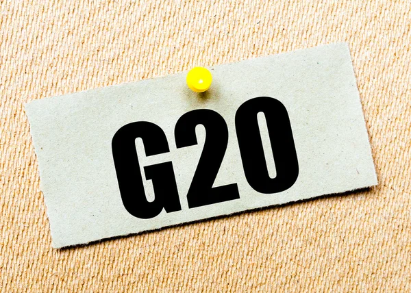 Ανακυκλωμένο χαρτί σημείωση με λέξη G20 — Φωτογραφία Αρχείου