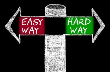 Opposite arrows with Easy Way versus Hard Way