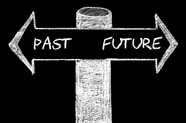 Gegensätzliche Pfeile mit Vergangenheit versus Zukunft — Stockfoto