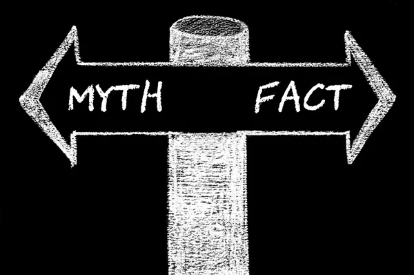 Opposite arrows with Myth versus Fact — Stock Photo, Image