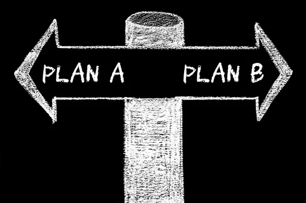 Opposite arrows with Plan A versus Plan B — Stock Photo, Image