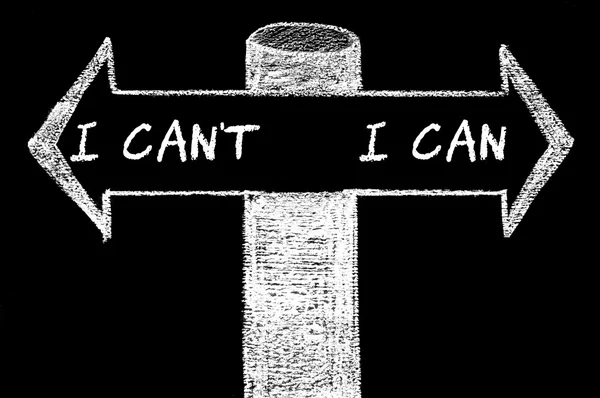 Setas opostas com I Can 't versus I Can — Fotografia de Stock