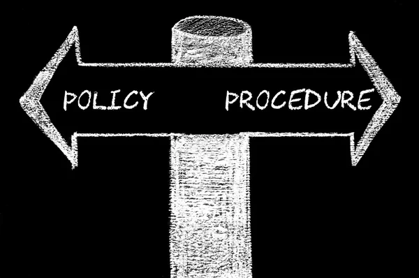 Opposite arrows with Policy versus Procedure — Stock Photo, Image