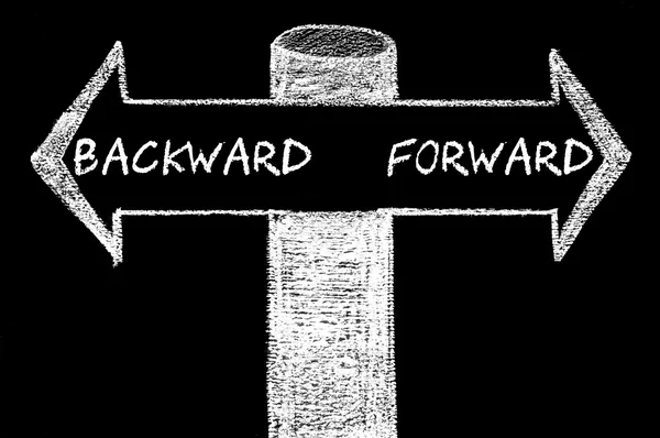 Opposite arrows with Backward versus Forward — Stock Photo, Image