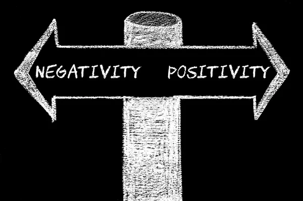 Opposite arrows with Negativity versus Positivity — Stock Photo, Image