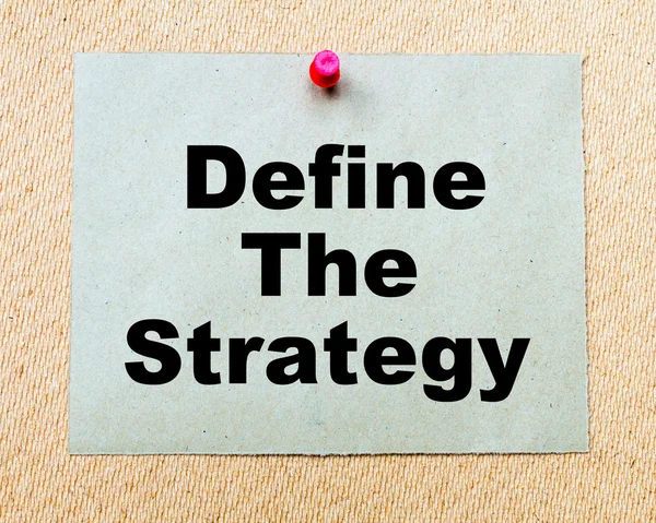 Zdefiniować strategia napisane na papierze Uwaga — Zdjęcie stockowe