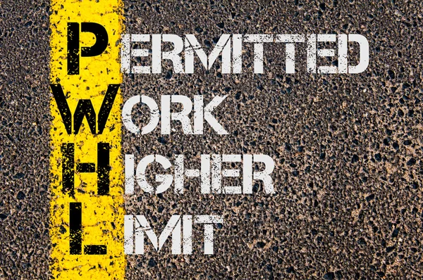 Acrónimo comercial PWHL as Permitted Work Higher Limit — Foto de Stock