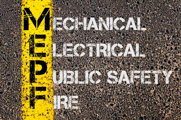 Business akronym Mepf som mekaniska offentliga elsäkerhet eld — Stockfoto