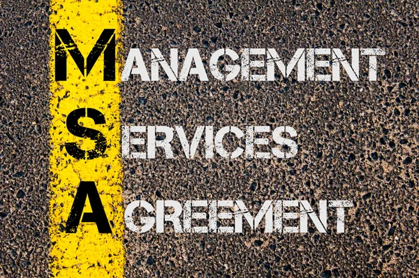 Бизнес-аббревиатура MSA как Соглашение об управленческих услугах — стоковое фото