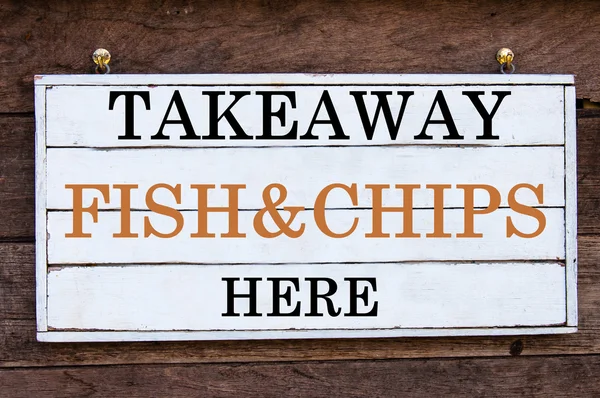 Inspirational message - Takeaway Fish & Chips Here — стоковое фото