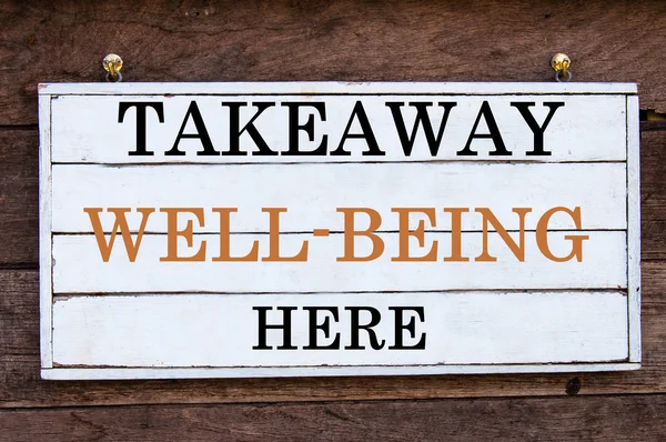 Inspirational message - Takeaway Well-Being Here — Stock Photo, Image