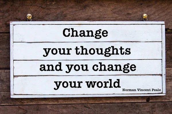 Change Your Thoughts and You'll Change The World - quote by Norman Vincent Peale Stock Fotografie