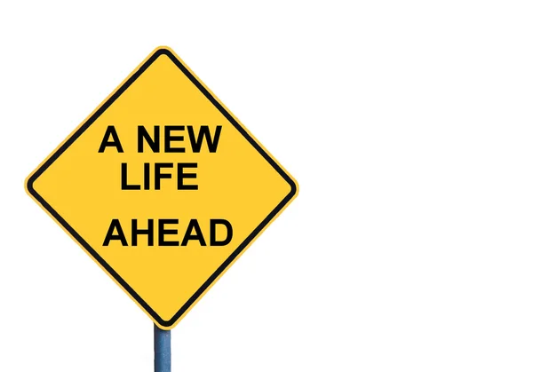 Gele bord met A nieuwe leven vooruit bericht — Stockfoto