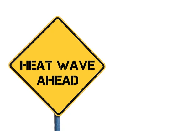 Yellow roadsign with HEAT WAVE ahead message — Stock Photo, Image