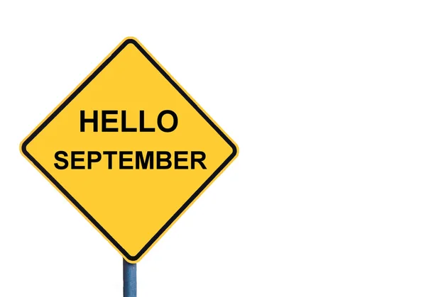 Gele bord met Hello September bericht — Stockfoto
