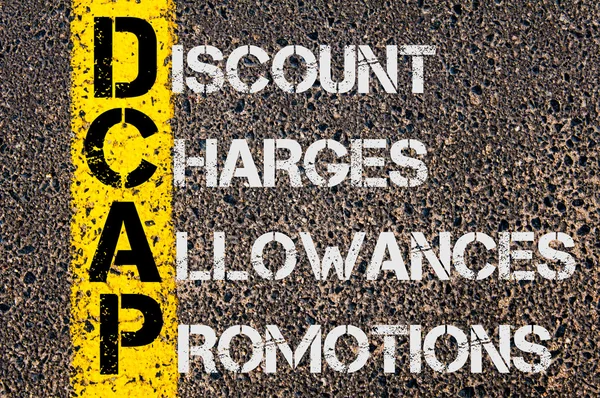 Dcap akronim biznes jako zniżkę opłaty ulgi promocje — Zdjęcie stockowe