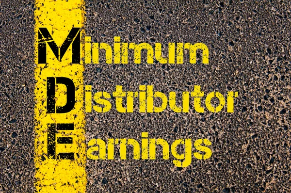 Business Acronym MDE as Minimum Distributor Earnings — Stock Photo, Image