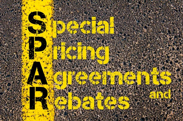 Contabilidade negócio sigla SPAR Acordos de preços especiais e descontos — Fotografia de Stock