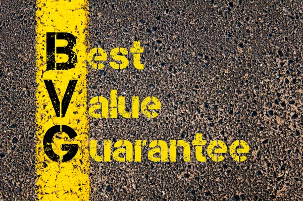 Рекламний бізнес Acronym BVG Гарантія найкращої вартості — стокове фото
