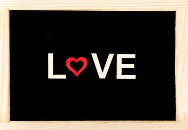 Ahşap çerçeve vintage kara tahta kelime ile aşk ahşap mektupları hazırlandı.