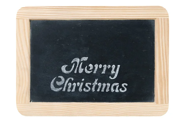 Quadro de madeira chalkboard vintage com mensagem Feliz Natal, isolado no branco — Fotografia de Stock