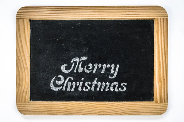 Wooden frame vintage chalkboard with Merry Christmas message, isolated on white — Stock Photo, Image