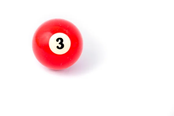 Billiard ball three isolated on a white background — Stock Photo, Image
