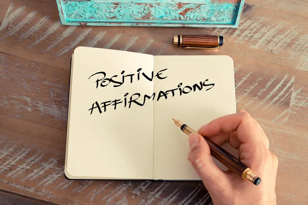 Motivational concept with handwritten text POSITIVE AFFIRMATIONS — Stockfoto