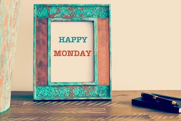 Motivational quote written on vintage photo frame HAPPY MONDAY — Stok fotoğraf