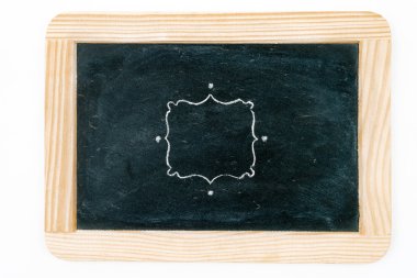Wooden vintage chalkboard frame isolated on white 