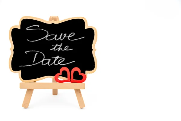 Mini blackboard with text SAVE THE DATE — Stock Photo, Image