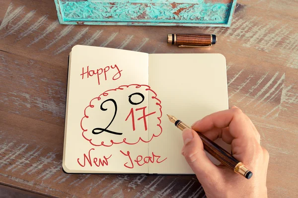 Handwritten text Happy New Year 2017 — Stock Photo, Image