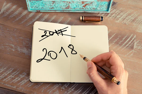 Texto manuscrito Feliz Ano Novo 2018 — Fotografia de Stock