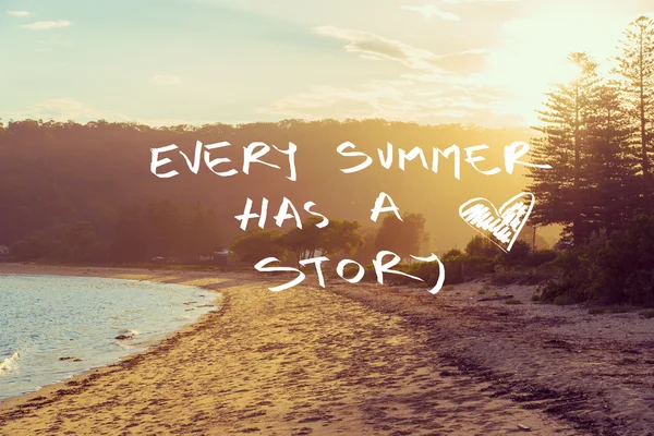 Handwritten text over sunset beach background — Stock Photo, Image