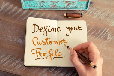 Handwritten text DEFINE YOUR CUSTOMER PROFILE