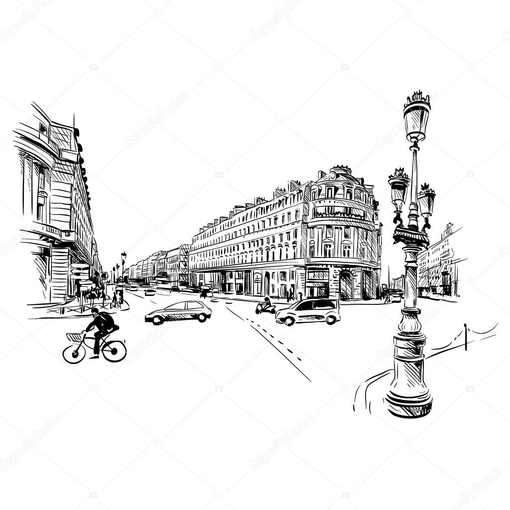 Векторные иллюстрации улиц Парижа