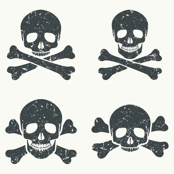 Grunge cráneos iconos . — Vector de stock