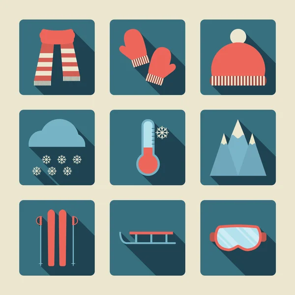 Iconos de invierno . — Vector de stock